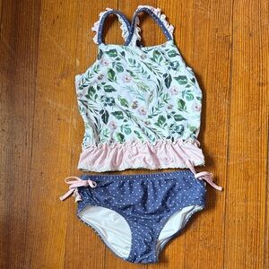 cheeky plum Floral Tankini Set in Green, Pink and Blue